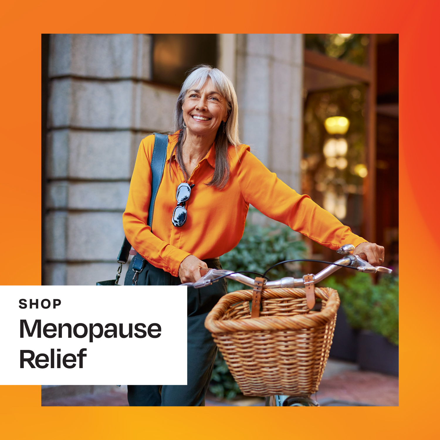 Shop Menopause Relief — confident woman cycling